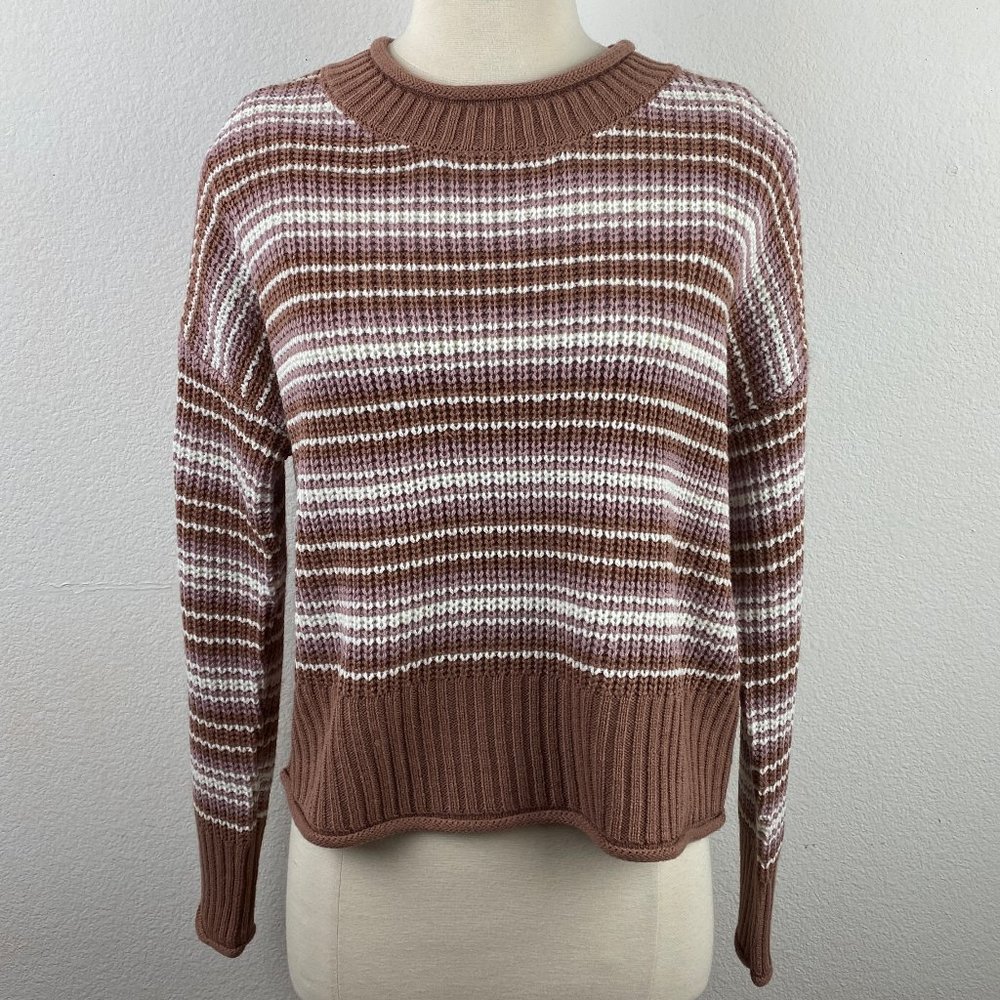 Hippie Rose Crop Pullover Sweater Mocha Mauve Med